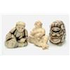 Image 1 : Three ivory netsuke, Meiji, seated shishi, 1.25ins, fisherman with pipe, 1.5ins (rod missing) and...