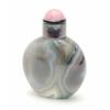 Image 1 : A Chinese grey and white thumb-print chalcedony snuff bottle, of flattened rounded form, with sto...