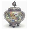Image 1 : A Japanese silver and cloisonné koro, liner and cover, Meiji period, depressed globular form with...