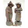 Image 1 : A pair of Austrian terracotta figures of children, the boy modelled slightly stooped with one han...