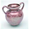 Image 1 : A William De Morgan two-handled vase, ovoid with twin loop handles, painted in ruby lustre with l...