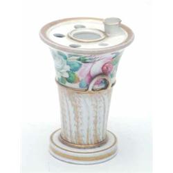 A Wedgwood bone china quill stand, 1812-22, tapering shape painted with a broad band of roses and...