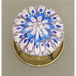 A Stourbridge concentric millefiori door handle, the canes in shades of pale pink, blue and dark...