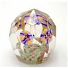 Image 1 : A faceted glass paperweight, with inset design of flowers within jardiniere, 3.5in...