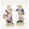 Image 1 : A pair of 19th century French porcelain figures, boy and girl with basket of flowers, on circular...