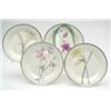 Image 1 : A set of four creamware botanical dessert plates, each painted with a flower and leaf sprig, name...