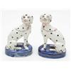 Image 1 : A pair of Victorian Staffordshire pottery dalmatians, with padlock pendants on chains, seated on...