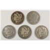 Image 1 : ( 5 ) CIRC MORGAN SILVER DOLLARS: 1881, 89-O, (2) 1900-O & 1901-S
