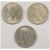 Image 1 : ( 3 ) NICE CIRC. PEACE SILVER DOLLARS: 1922, 1923 & 1925