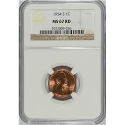 1954-S LINCOLN CENT NGC MS-67 RED