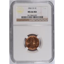 1961-D LINCOLN CENT, NGC MS-66 RED! LOOKS 67 RED! WHICH GO FOR $4000.00