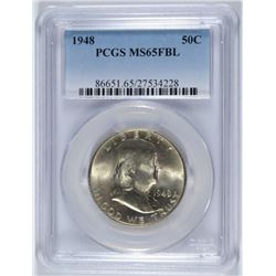 1948 FRANKLIN HALF DOLLAR, PCGS MS-65 FBL