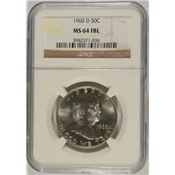 1960-D FRANKLIN HALF DOLLAR, NGC MS-64 FBL