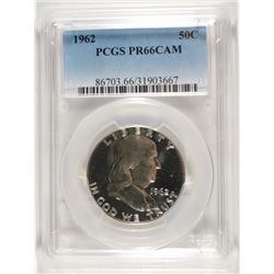 1962 FRANKLIN HALF DOLLAR, PCGS PR-66 CAMEO