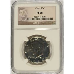 1964 KENNEDY HALF DOLLAR, NGC PR-68