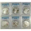 Image 1 : 2002, 2003, 2004, 2005, 2006 & 2007 AMERICAN SILVER EAGLES, ALL PCGS MS-69!