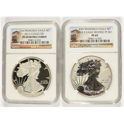 2012-S AMERICAN SILVER EAGLE SET, NGC REVERSE PROOF PF-69 & PF-69 ULTRA CAMEO