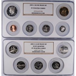 2005 SILVER PROOF SET (MISSING QUARTERS) NGC PF-70 & 2005-S STATEHOOD QUARTERS