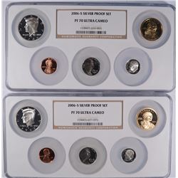 (2) 2006 SILVER PROOF SET (MISSING QUARTERS) NGC PF-70 UC (MULTIHOLDER)