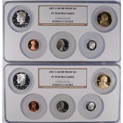 (2) 2007 SILVER PROOF SETS (MISSING QUARTERS) NGC PF-70 UC (MULTIHOLDER)