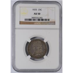 1835 BUST QUARTER NGC AU-50