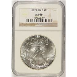 1987 SILVER AMERICAN EAGLE NGC MS-69