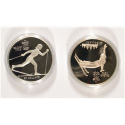 1988 CANADA OLYMPIC FREESTYLE AND CROS COUNTRY SILVER 2 COIN SET