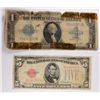 Image 1 : CURRENCY: 1923 $1.00 SILVER CERTIFICATE FAIR & 1928 B $5.00 VG