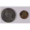 Image 1 : 1834 BUST QUARTER F-VF & 1853 THREE CENT CULL