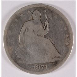 1871 SEATED LIBERTY HALF DOLLAR GOOD
