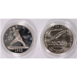 U.S. COMMEM SILVER DOLLAR CAP ONLY: 1987 CONGRESSIONAL BU; 1992 OLYMPICS PROOF