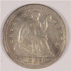 1854 ARROWS SEATED LIBERTY HALF DIME XF