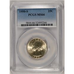 1950-S WASHINGTON QUARTER, PCGS MS-66