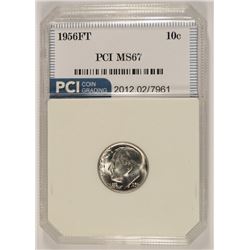 1956 ROOSEVELT DIME, PCI MS-67 FULL TORCH!