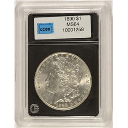 1890 MORGAN SILVER DOLLAR, CCGS MS-64