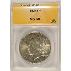 1924-S PEACE DOLLAR ANACS MS-60