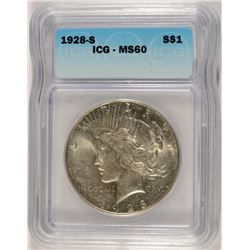 1928-S PEACE DOLLAR ICG MS-60