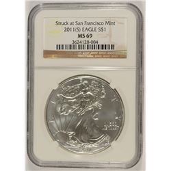 2011 (S) SILVER AMERICAN EAGLE NGC MS-69