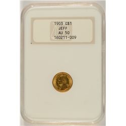 1903 $1 GOLD COMMEN (JEFFERSON) NGC AU-50