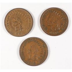 INDIAN CENT LOT ALL XF: 1884, 1885 AND 1894 ALL SEMI KEY DATES