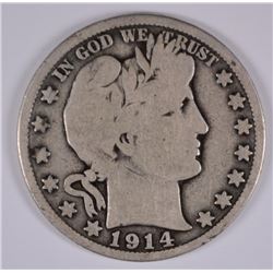 1914 BARBER HALF DOLLAR, GOOD