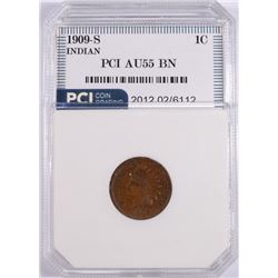 1909-S INDIAN HEAD CENT, PCI AU-55 BN KEY DATE!