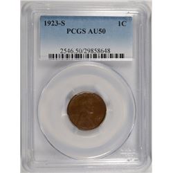 1923-S LINCOLN CENT, PCGS AU-50   NICE!