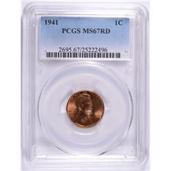 1941 LINCOLN CENT, PCGS MS-67 RED!  SCARCE!