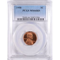 1958 Lincoln Cent PCGS MS66 RED