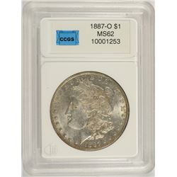 1887-O MORGAN SILVER DOLLAR, CCGS MS-62