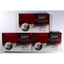 ( 3 ) U.S. 2009 SILVER QUARTER PROOF SETS IN ORIG PACKAGING/COA