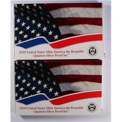 ( 2 ) 2010 U.S. SILVER QUARTER PROOF SETS, ORIGINAL BOXES/COA