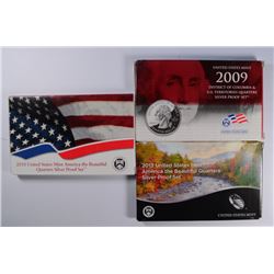 2009, 2010 & 2013 U.S. SILVER QUARTER PROOF SETS IN ORIG. BOXES/COA