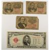 Image 1 : 1928-C $5.00 RED SEAL AU/UNC. ( 2 ) 1874 10 CENT & 1-25 CENT  FRACTIONAL CIRCS